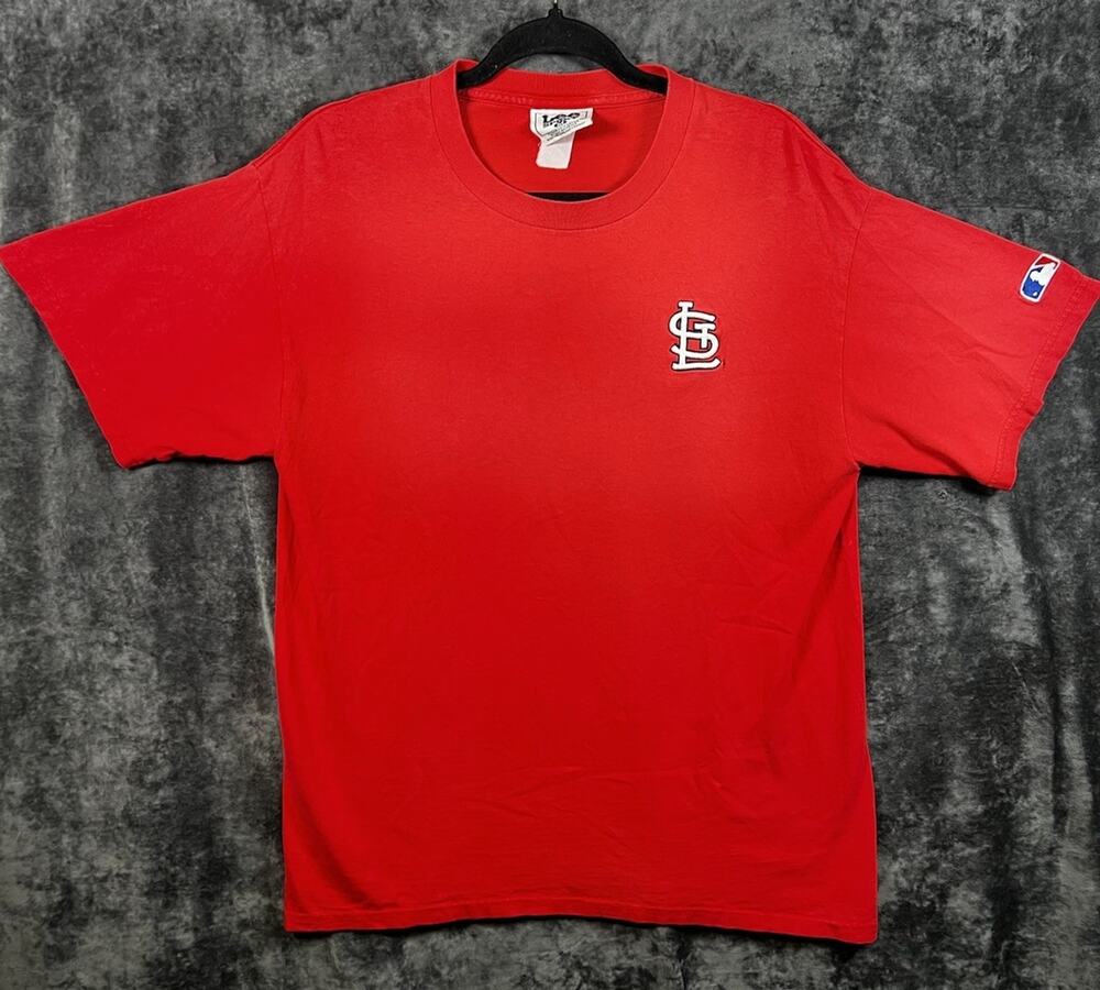 Vintage St Louis Cardinals Lee Sport MLB Embroidered Logo T Shirt Medium Red